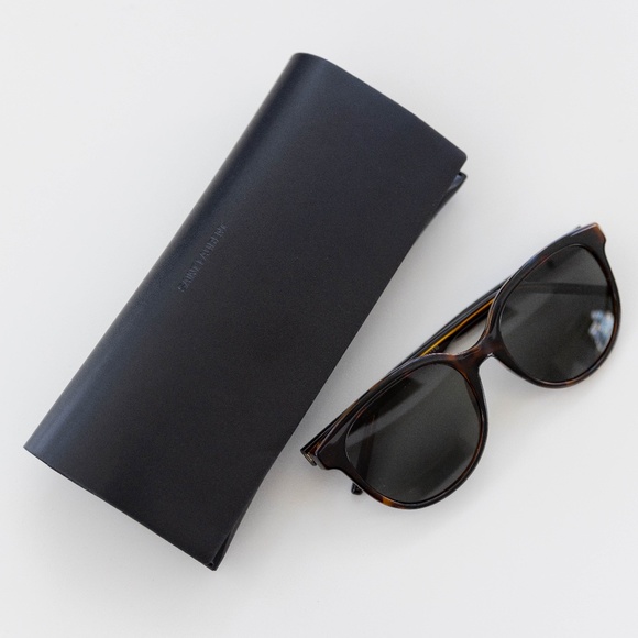 Saint Laurent Round Acetate Havana Sunglasses with case